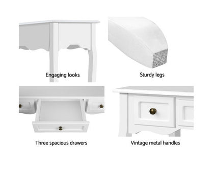 DELPHINE 3 DRAWER DRESSING TABLE - 800(H) x 910(W) - WHITE
