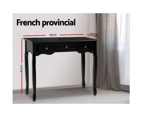 DELPHINE 3 DRAWER DRESSING TABLE - BLACK