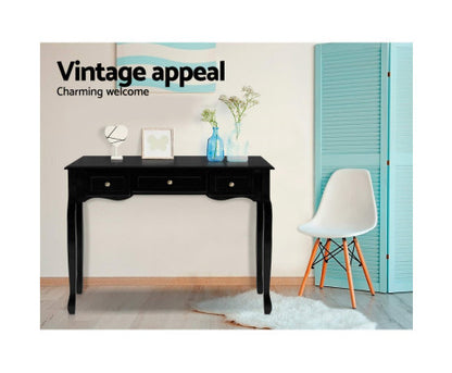 DELPHINE 3 DRAWER DRESSING TABLE - BLACK