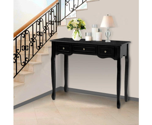 DELPHINE 3 DRAWER DRESSING TABLE - BLACK
