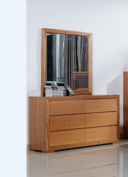 DUAS (614) QUEEN 6 PIECE (THE LOT) BEDROOM SUITE WITH  LED LIGHT ON BEDHEAD  (MODEL 1-21-4-18-5-25) - MAPLE