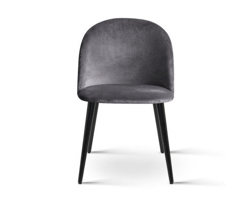 CAMRYN (SET OF 2) VELVET FABRIC DINING CHAIR -  DARK GREY
