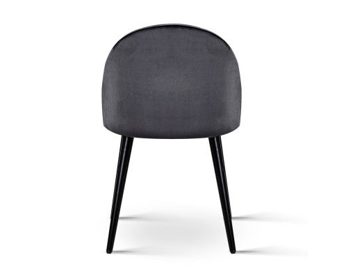 CAMRYN (SET OF 2) VELVET FABRIC DINING CHAIR -  DARK GREY