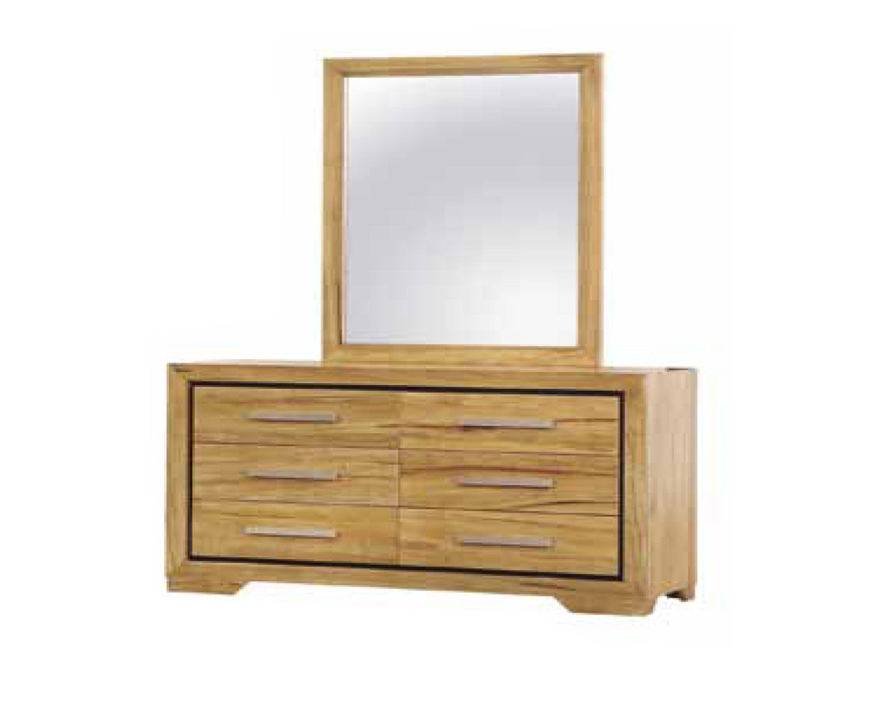 QUEEN VERMONT 5 PIECE (DRESSER) BEDROOM SUITE WITH 2 DRAWER BED - NATURAL