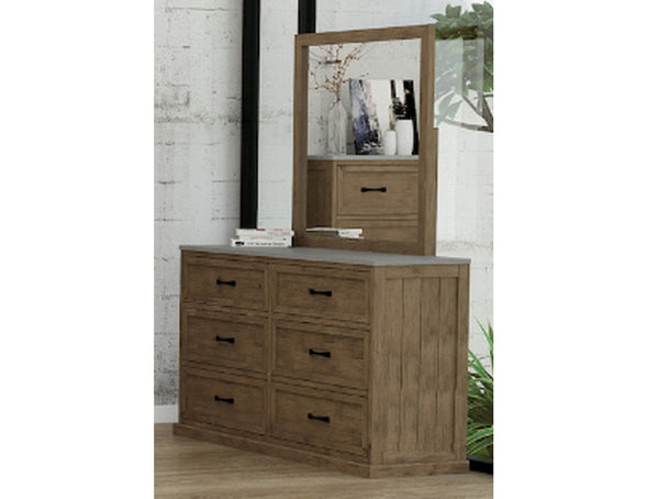 PALMER 6 DRAWER DRESSING TABLE WITH MIRROR - AS PICTURED