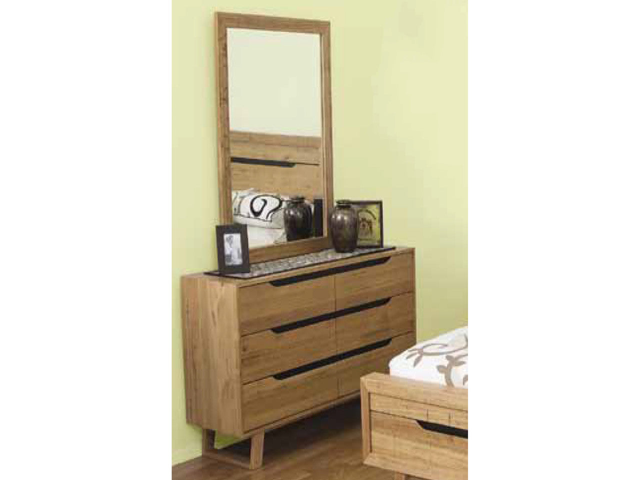 Atmore 6 Drawer Dresser With Mirror - 800(H) X 1400(W) - Natural