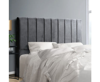 DOUBLE  ELMINA VELVET FABRIC HEADBOARD BEDHEAD - GREY
