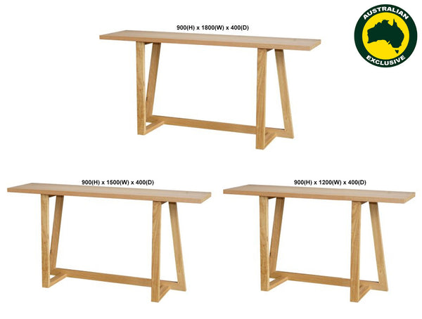 DANTE (AUSSIE MADE) HALL TABLE COLLECTION - TASSIE OAK COMBINATION - ASSORTED STAINED COLOURS - STARTING FROM $799