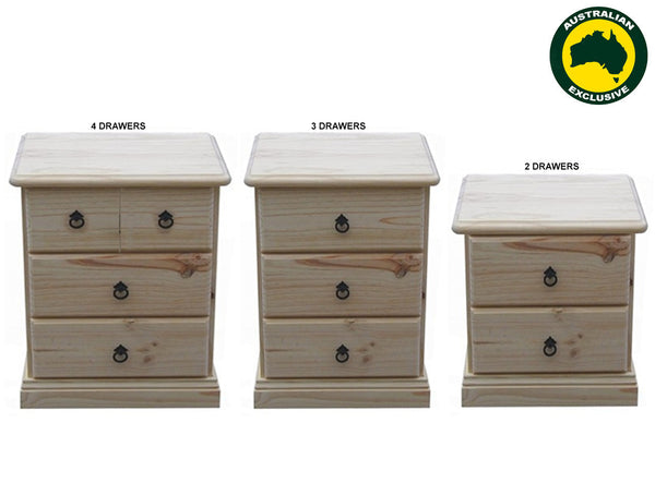 DARWIN (AUSSIE MADE) DELUXE BEDSIDE COLLECTION  - ASSORTED STAINED COLOURS - STARTING FROM $399