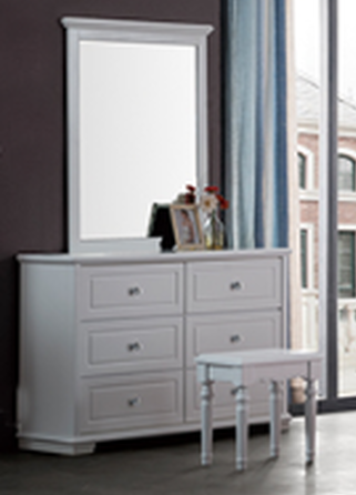 DOUBLE OR QUEEN INNOVATION GAS LIFT BED WITH BEDHEAD STORAGE 5 PIECE (DRESSER) BEDROOM SUITE- IVORY WHITE