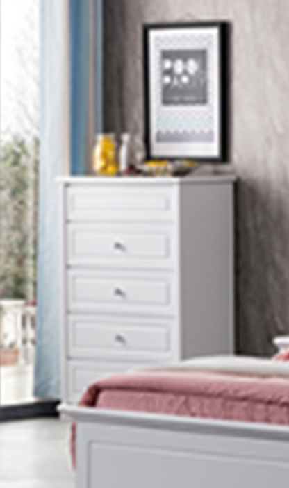 KING INNOVATION GAS LIFT BED WITH BEDHEAD STORAGE 4 PIECE (TALLBOY) BEDROOM SUITE- IVORY WHITE