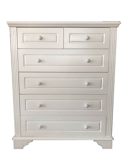 Isabella 6 Drawer Top Split Tallboy (LS-023) - Ivory White