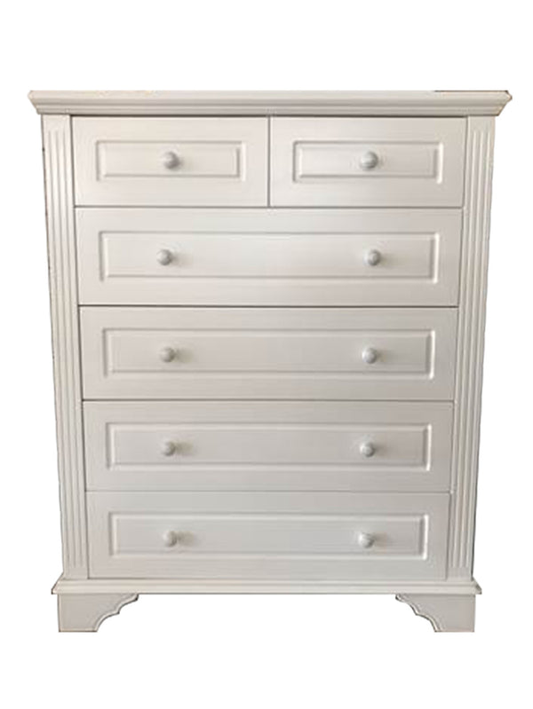 ISABELLA 6 DRAWER TOP SPLIT TALLBOY (LS-023) - IVORY WHITE