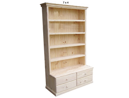 DELUXE (AUSSIE MADE) BOOKCASE WITH 4 DRAWERS COLLECTION - ASSORTED STAINED COLOURS - STARTING FROM $1099