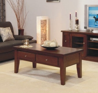 DINH TASSIE OAK COFFEE TABLE WITH 2 DRAWERS - 1200(W) X 700(D) - CHOICE OF COLOURS