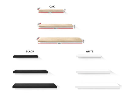 DOMINIQUE 3 PIECE FLOATING  WALL SHELVES - ASSORTED COLOURS