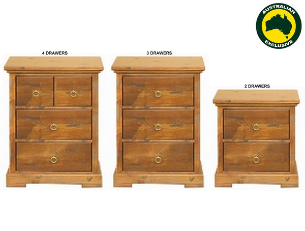 DONSILIA (AUSSIE MADE) BEDSIDE TABLE COLLECTION - ASSORTED STAINED COLOURS - STARTING FROM $399