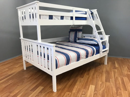 VELOZ SINGLE OVER DOUBLE (TRIO) BUNK BED - BRIGHT SATIN WHITE (SNOW)