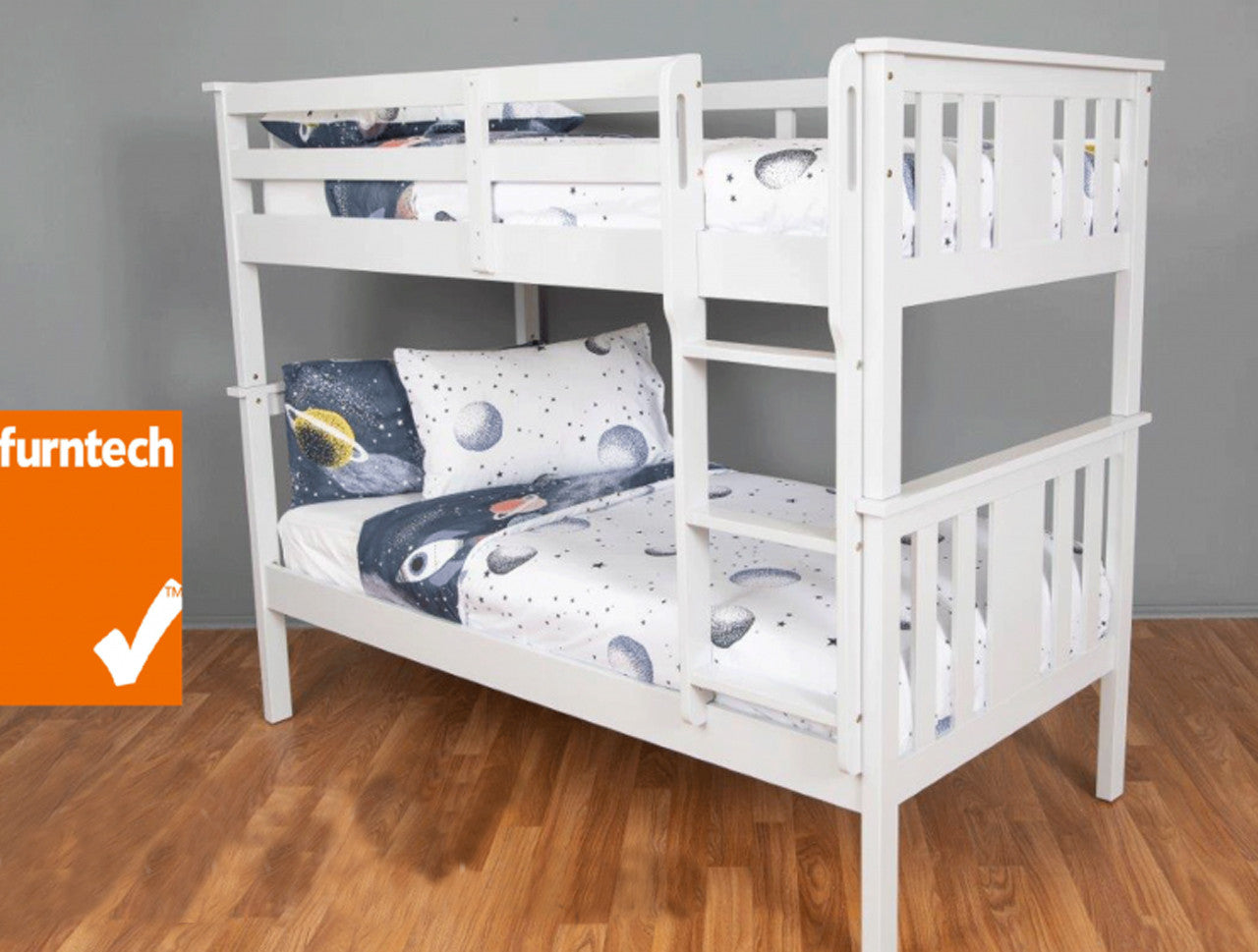 Single Over Single Veloz Bunk Bed - Bright Satin White (SNOW)