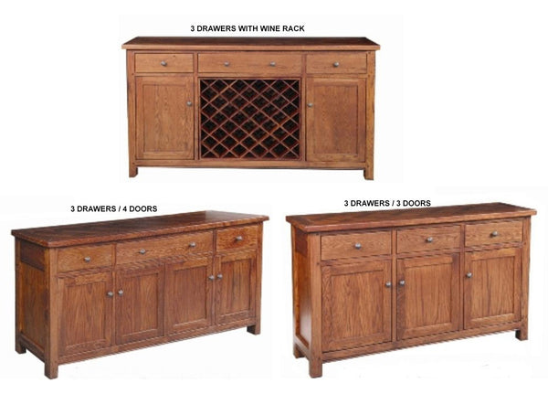DUOLYN AMERICAN OAK HARWOOD BUFFET - AS PICTURED - STARTING FROM $1299