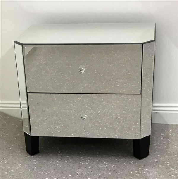 BEN  2 DRAWER  MIRROR  BEDSIDE TABLE  -  AS PICTURED