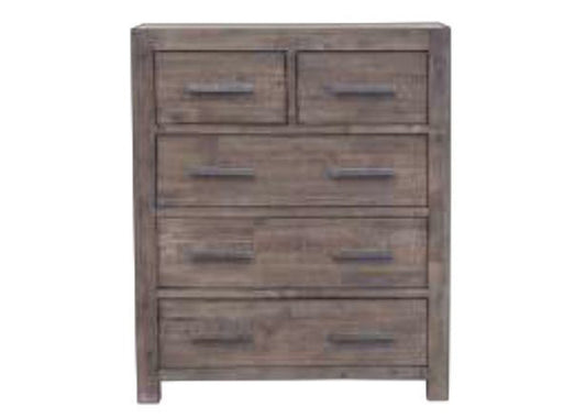 EDISON 5 DRAWER  TALLBOY - 1200(H) X 1000(W) - BRUSHED BROWN