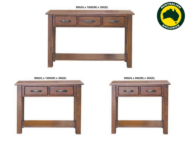 EDWARD (AUSSIE MADE) HALL / CONSOLE TABLE COLLECTION - ASSORTED STAINED COLOURS - STARTING FROM $599