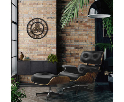 ELYSIAN BENTWOOD RECLINER LOUNGE ARM CHAIR WITH OTTOMAN - BLACK