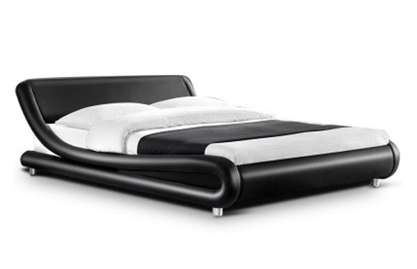 DOUBLE EMILIO LEATHERETTE BED - BLACK