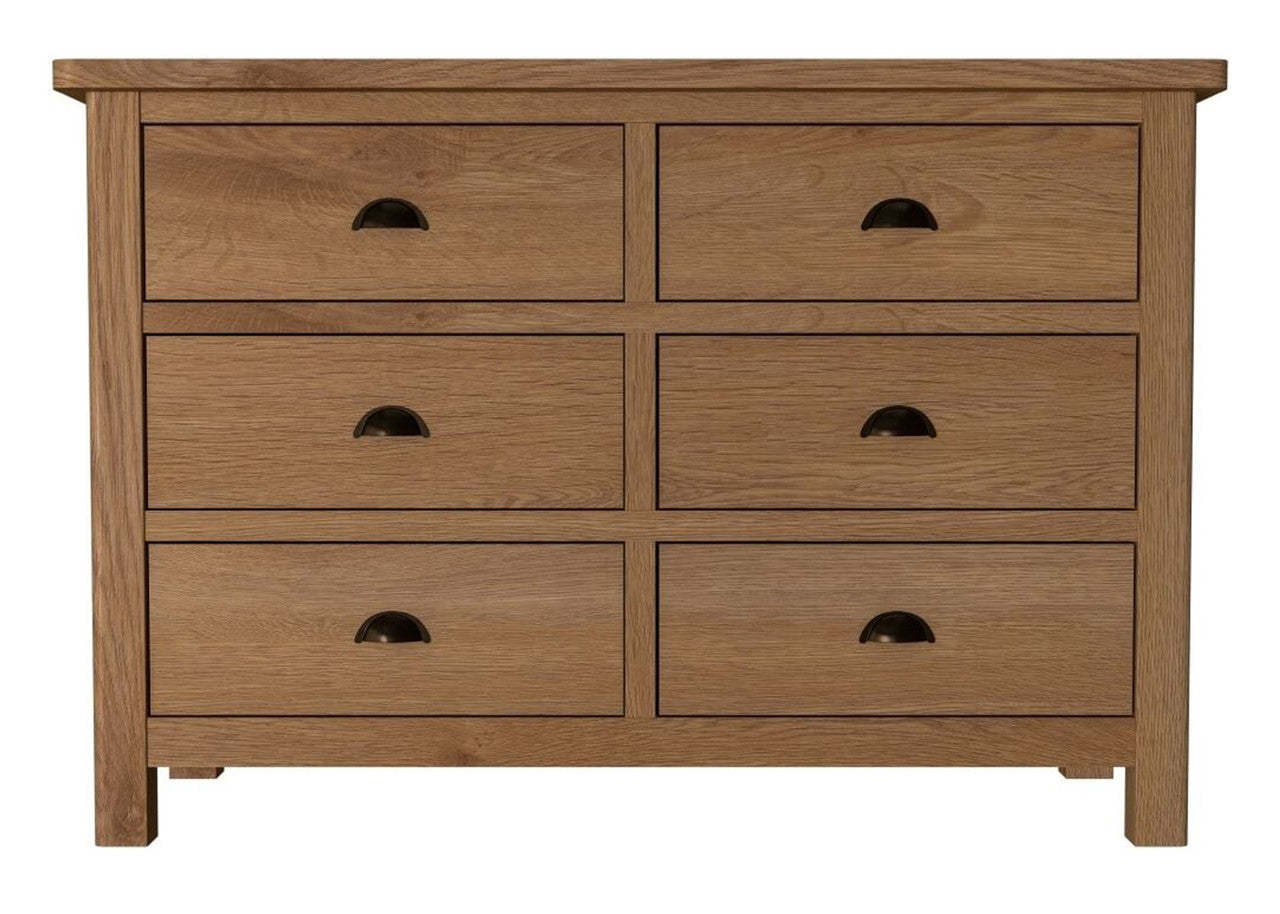 Eminence 6 Drawers Oak Chest (RAO-6DC) - 780(H) X 1150(W)- Rustic Oak