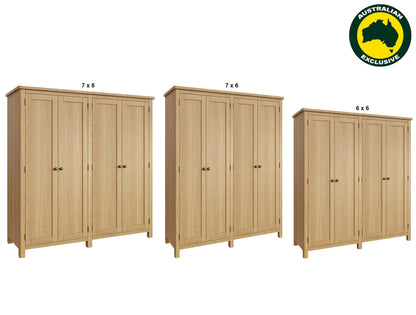 EMINENCE (AUSSIE MADE) LARGE ALL HANGING WARDROBE COLLECTION - TASSIE OAK COMBINATION - ASSORTED COLOURS - STARTING FROM $3499