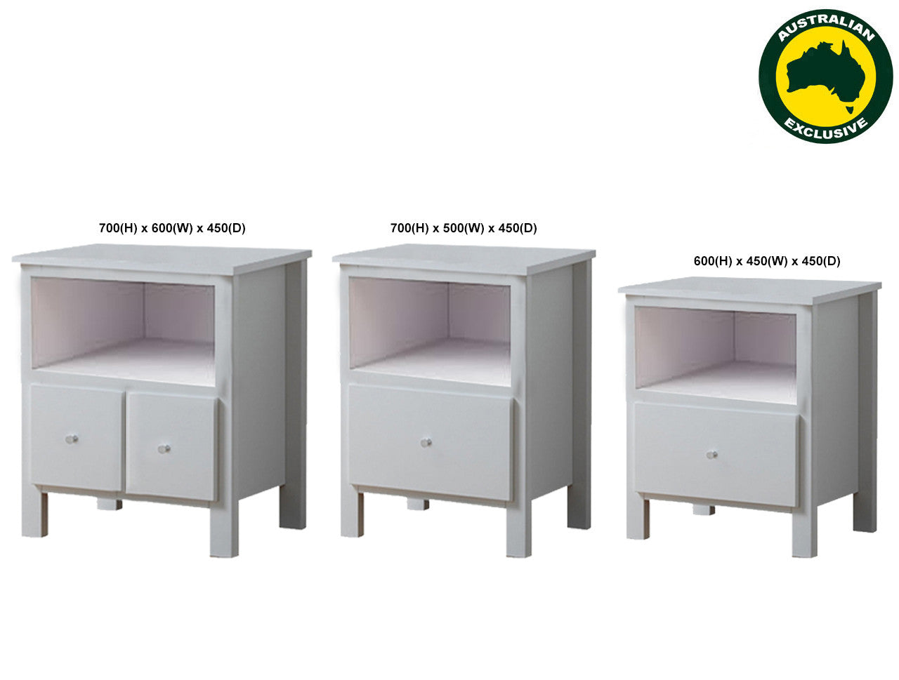 Empress (AUSSIE MADE) Bedside Table With Space Collection - Assorted Painted Colours