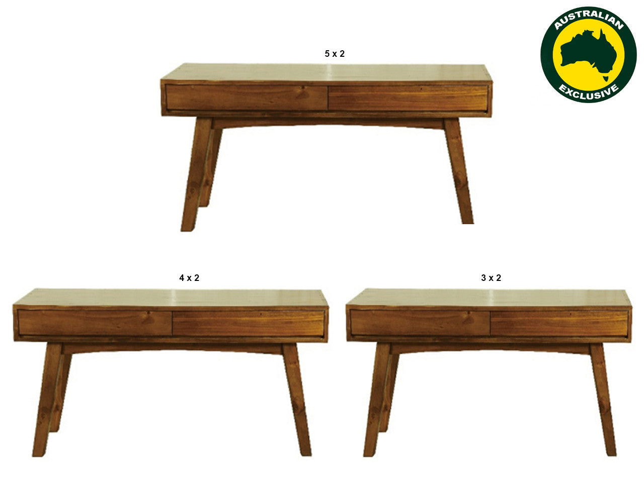 Eureka (AUSSIE MADE) 2 Drawer Desk Collection - Assorted Stained Colours