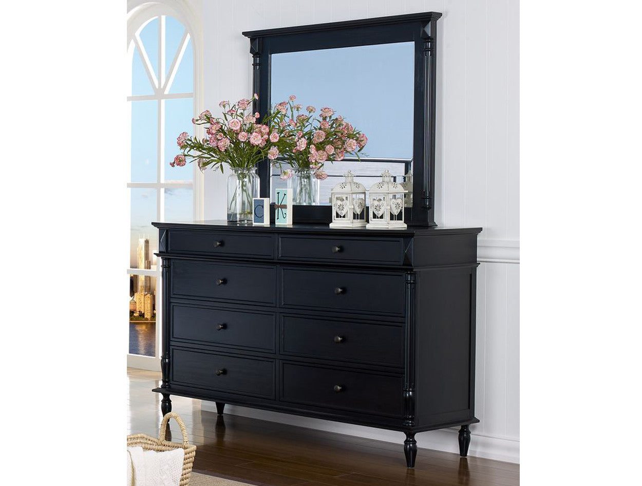 VALERIA (6204) QUEEN 5 PIECE (DRESSER) BEDROOM SUITE - BLACK WASH