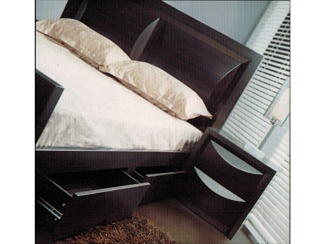 DOUBLE EVITA BED  WITH SIDE DRAWER - WALNUT