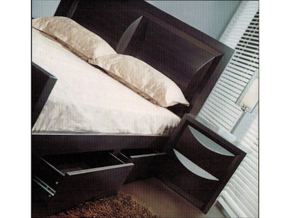 DOUBLE EVITA BED  WITH SIDE DRAWER - WALNUT
