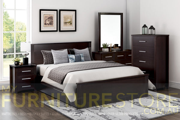 SINGLE OR KING SINGLE AMAZING 3 PIECE BEDROOM SUITE (MODEL:3-18-5) - CHOCOLATE