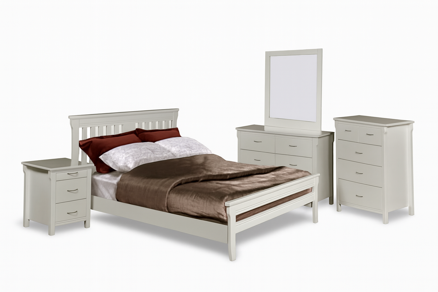 SINGLE OR KING SINGLE PARKVIEW 3 PIECE TALLBOY BEDROOM SUITE - WHITE