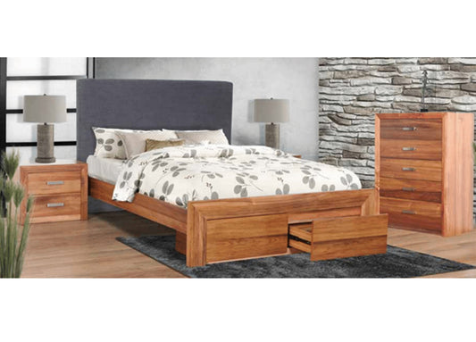 ECCLISE KING 4 PIECE (TALLBOY) BEDROOM SUITE WITH UNDERBED STORAGE DRAWERS (NO BEDHEAD) - BLACKWOOD