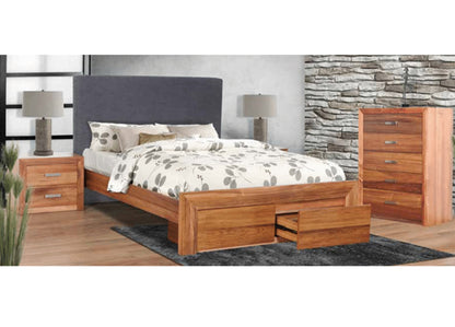 ECCLISE QUEEN 4 PIECE (TALLBOY) BEDROOM SUITE WITH UNDERBED STORAGE DRAWERS (NO BEDHEAD) - BLACKWOOD