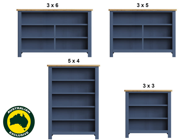 EDEN (AUSSIE MADE) LOWLINE BOOKCASE COLLECTION - ASSORTED PAINTED COLOURS - STARTING FROM $599