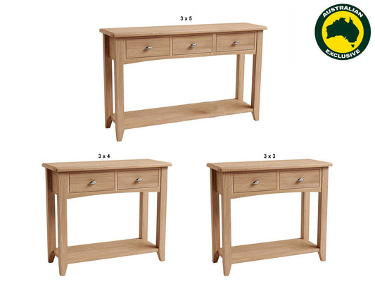 Elegance (AUSSIE MADE) Console / Hall Table With Magazine Rack Collection - Tassie Oak Combination - Assorted Stained Colours