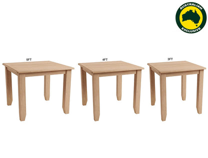 ELEGANCE (AUSSIE MADE) SQUARE DINING TABLE COLLECTION - TASSIE OAK COMBINATION - ASSORTED STAINED COLOURS - STARTING FROM $999
