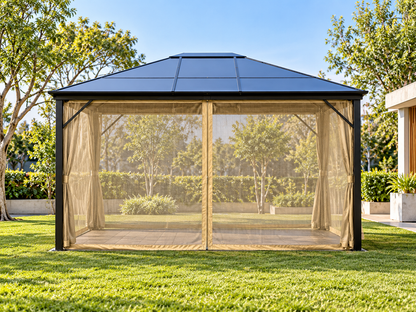 3x4M Premium Aluminium Garden Gazebo with Mosquito Net & Sunlight Roof – Elegant Outdoor Pavilion