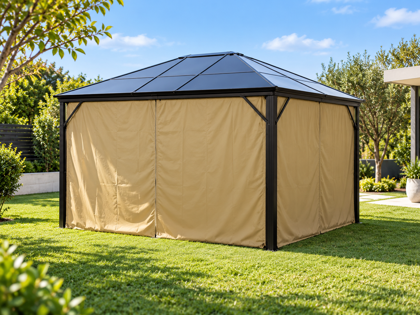3x4M Premium Aluminium Garden Gazebo with Mosquito Net & Sunlight Roof – Elegant Outdoor Pavilion