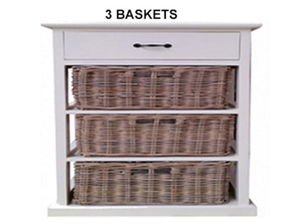 ELEMENTS STORAGE CHEST WITH  BASKETS & DRAWERS COLLECTION - KUBU GREY / WHITE