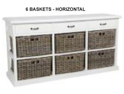 ELEMENTS STORAGE CHEST WITH  BASKETS & DRAWERS COLLECTION - KUBU GREY / WHITE