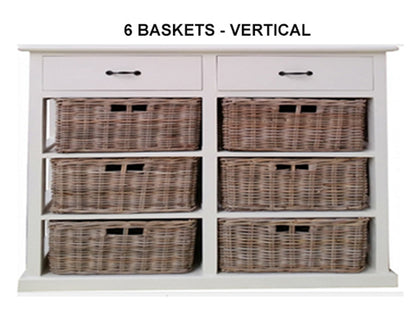 ELEMENTS STORAGE CHEST WITH  BASKETS & DRAWERS COLLECTION - KUBU GREY / WHITE