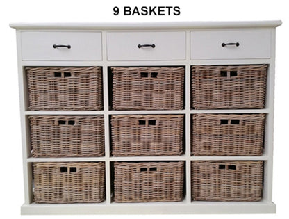 ELEMENTS STORAGE CHEST WITH  BASKETS & DRAWERS COLLECTION - KUBU GREY / WHITE
