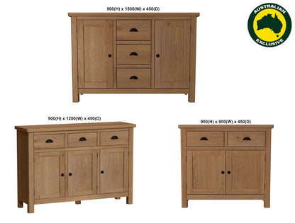 EMINENCE (AUSSIE MADE) OAK SIDEBOARD BUFFET COLLECTION - TASSIE OAK COMBINATION - ASSORTED STAINED COLOURS - STARTING FROM $999